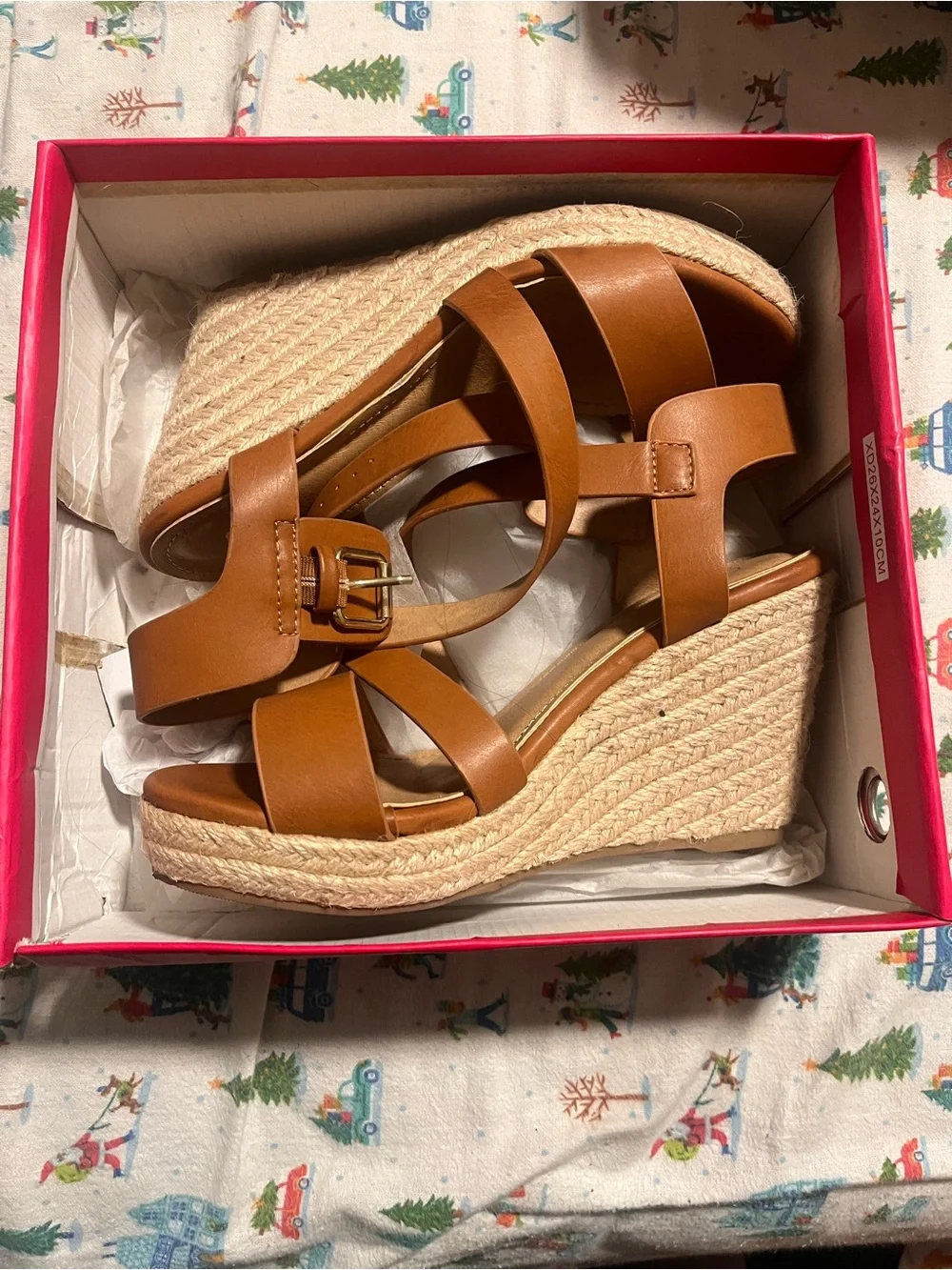 Catherine Malandrino Brown Leather Strappy Wedge Sandals